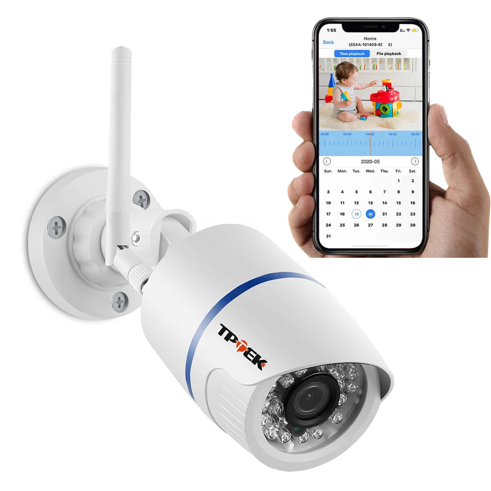 Câmara de Vigilância TPTEK WiFi 4MP - Exterior e Interior, Deteção de Movimento, Visão Noturna e À Prova de Água Câmara de Vigilância TPTEK WiFi 4MP - Exterior e Interior, Deteção de Movimento, Visão Noturna e À Prova de Água